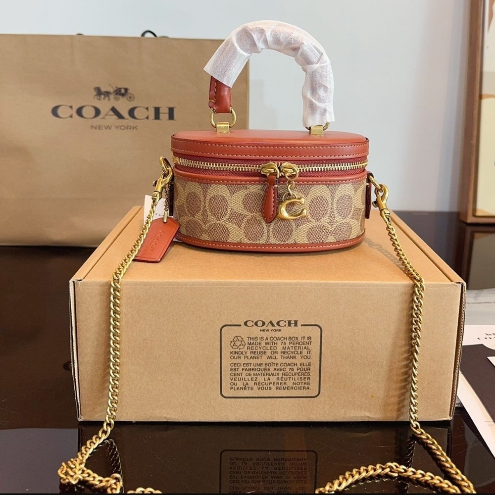 Coach Tan and Brown Signature Bag